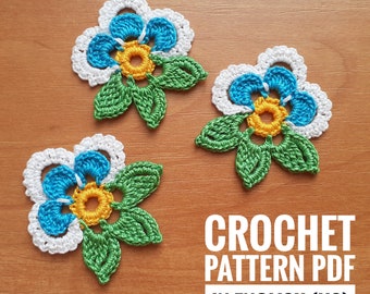 Crochet flower pattern Irish lace flowers pattern Crochet flowers tutorial Handmade flower Vintage crochet pattern Crochet applique