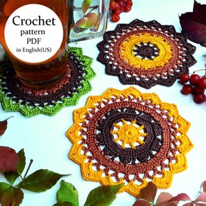 Crochet coaster  PATTERN PDF. Handmade coaster, cute handmade gift. Home decor, kitchen decor. Crochet pattern PDF digital download