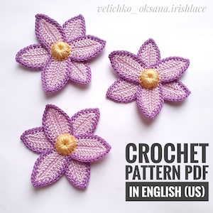 Beautiful crochet flower pattern Lace flowers pattern Motifs floral for Irish lace Blossom applique Crochet flowers tutorial.