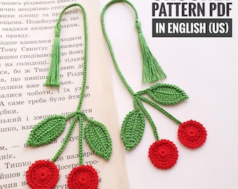 Easy Crochet Bookmark Pattern PDF Colorful Handmade Gift for Book Lovers Perfect DIY Gift for Reading Enthusiasts Crochet Cherry Bookmark