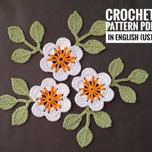 Flower and leaf crochet pattern motif ,crochet tutorial PDF,crochet pattern flower, irish lace pattern, Irish crochet lace motif pattern