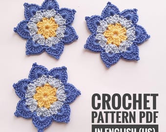Patrón de mini flor de crochet: aplique de flor fácil (descarga digital)
