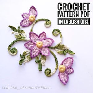 Irish Crochet Flower & Leaf Pattern Set: Lace Motifs Tutorial (PDF Download)
