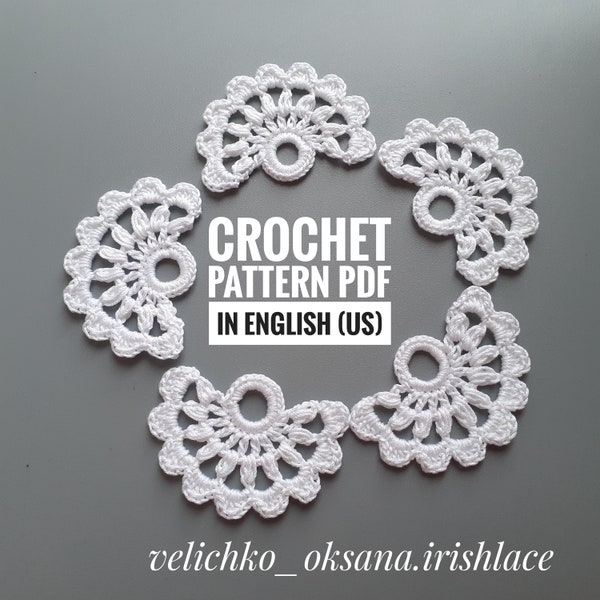 Easy Crochet Pattern flower tutorial Сrochet motif pattern  Irish lace motif Crochet flower tutorial with detailed photo and description PDF