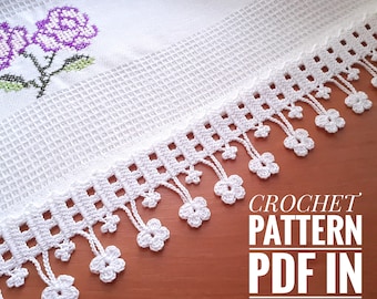 Crochet Lacy Edging Trim Pattern: Crochet Border for Kitchen Towels (PDF)