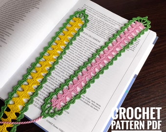 Crochet bookmark pattern  for beginner PDF. Colorful crochet bookmark. Handmade crochet for book lovers gifts.