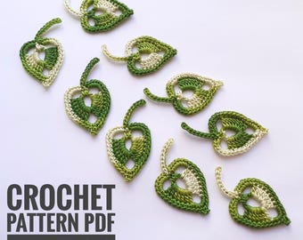 Patrón de hoja de otoño a crochet: Tutorial de encaje irlandés (Patrón PDF)