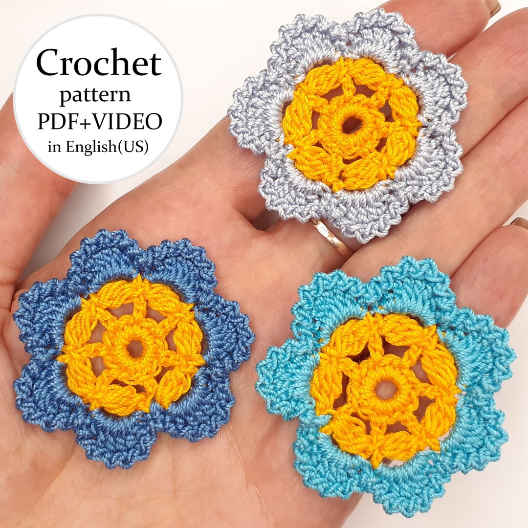 Crochet Flower Pattern. Blossom Applique. Lace Flowers Pattern. Crochet ...