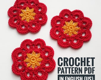 Easy Crochet Pattern flower tutorial Simple Mini Crochet Flower Pattern  Irish crochet lace motif Digital download  Blossom applique