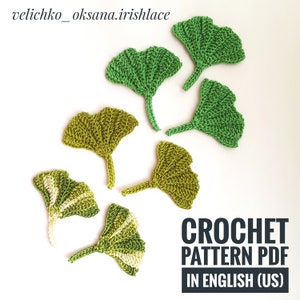 Ginkgo leaf crochet pattern Irish lace pattern Ginkgo Leaf including step by step written Crochet Leaf Pattern Autumn leaf Fall applique