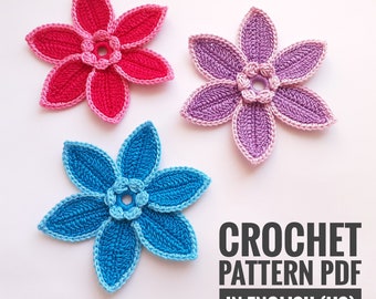 3D Crochet Flower Pattern: Irish Lace Applique Motif (PDF Pattern)