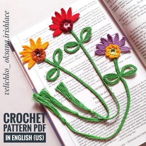 HÄKELANLEITUNG für Lesezeichen, Blumen Lesezeichen, Häkelanleitung Handgemachtes Geschenk für Buchliebhaber.