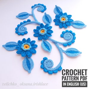 Irish Crochet Flower & Leaf Motifs PATTERN: Easy Lace Tutorial (PDF)
