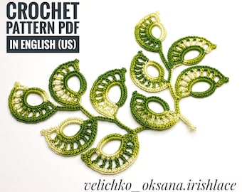 Modèle de branche au crochet. Tutoriel de brindille au crochet. Tutoriel au crochet PDF Patron de crochet en dentelle irlandaise Fleur au crochet Vigne au crochet