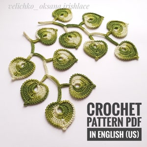 Branche au crochet avec motif de feuilles