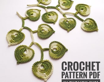 Crochet Leaf Branch Pattern: Irish Lace Applique (PDF)