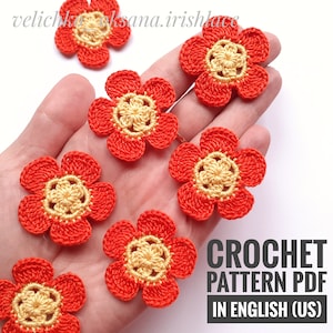 ミニかぎ針編みの花のチュートリアル アイリッシュレースのモチーフ デジタルダウンロード 簡単な DIY の花のアップリケ 簡単なアイリッシュかぎ針編みのレースのモチーフ ミニ花のパターン