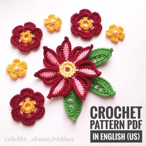 Irish Crochet Flower & Leaf Pattern Set: Lace Motifs Tutorial (PDF)