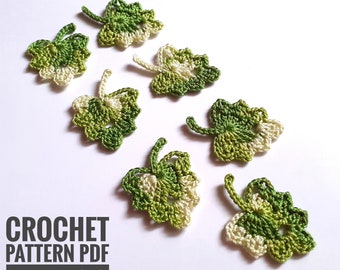 Patrón de hojas de otoño a crochet: Tutorial de hojas de encaje irlandés (Patrón en PDF)