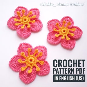 Bellissimo modello di fiori all'uncinetto Modello di fiori in pizzo Motivi floreali per pizzo irlandese Applicazione di fiori Tutorial di fiori all'uncinetto Fiore fatto a mano