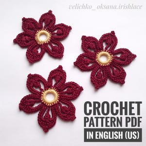 Modello di fiore in pizzo irlandese fatto a mano, tutorial fai da te all'uncinetto, bellissimo modello di fiore all'uncinetto, modello di fiori in pizzo, applicazione di fiori