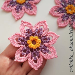 Beautiful crochet flower pattern Lace flowers pattern Motifs floral for Irish lace Blossom applique Crochet flowers tutorial. image 3