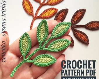 Patrón de hojas otoñales de crochet: Decoración otoñal con encaje irlandés (patrón PDF)