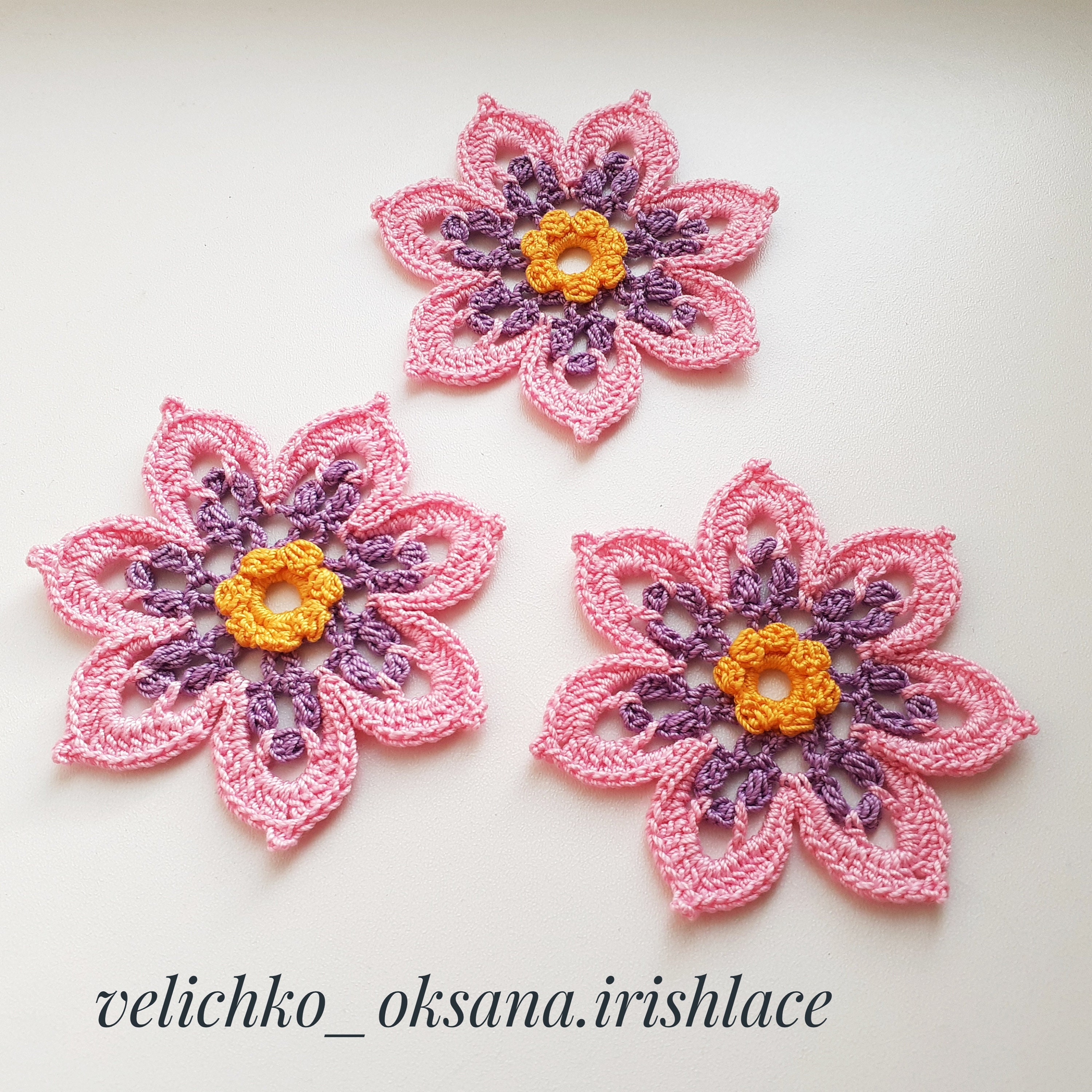 Beautiful Crochet Flower Pattern Lace Flowers Pattern Motifs Floral for ...