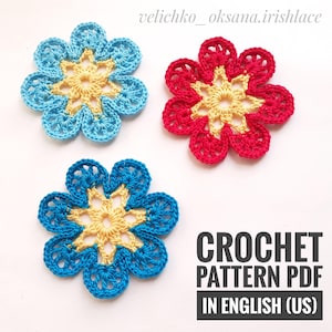 Crochet pattern Crochet flower Irish lace pattern  Easy crochet pattern Detailed tutorial crochet Digital download Blossom applique