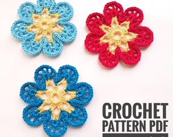 Crochet Flower Pattern: Irish Lace Blossom Applique (Digital Download)
