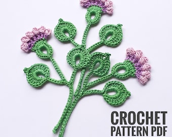 DIY Irish Lace Crochet Tutorial Branch of Leaves and Flowers Pattern PDF Crochet Flower and Vine Tutorial Floral Branch