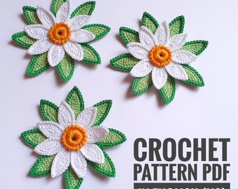 Beautiful crochet flower pattern Lace flowers pattern Motifs floral for Irish lace Blossom applique  3D crochet flower