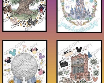 ¡Paquete CUATRO PARQUES! Diseños de WDW para camisetas