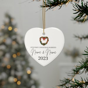 Mr and Mrs Christmas Ornament / Personalized Wedding Gift / First Christmas Married Ornament / Newlywed Gift / Our First Christmas Ornament