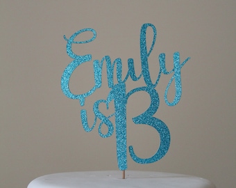 Personalised Custom Glitter Happy Birthday Party Decoration Cake Topper Any Age & Name