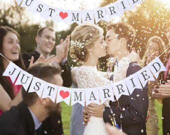 Just Married Bunting Banner Garland Wedding Decor Decoration Rustic Lace