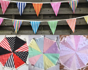 FABRIC BUNTING BANNER Clearance, 10ft/20ft/40ft/120ft.Bright garland to decorate any size space