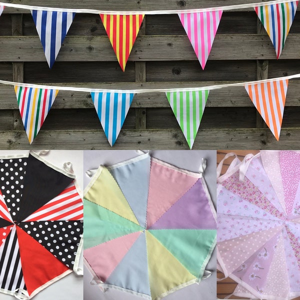 FABRIC BUNTING BANNER Clearance, 10ft/20ft/40ft/120ft.Bright garland to decorate any size space