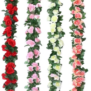Artificial Rose Silk Vine flowers|Wall Decals Vines Plants|Fake Rose Flowers Rattan garland