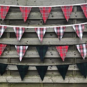 FABRIC BUNTING. Clearance, 10ft/20ft/40ft/120ft.Bright garland decorate Scottish Scotland Mixed tartan Christmas burns night Hogmanay zdjęcie 1