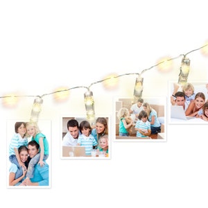 Filo di luci a clip a LED, molletta per appendere foto, alimentato a batteria