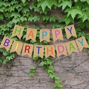 HAPPY BIRTHDAY WUNSCH Girlande, Jute Girlande, Jute Girlande