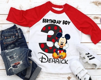 Mickey Mouse Birthday Shirt - Boy's Mickey Mouse Birthday Sweatshirt - Mickey Mouse Raglan - Long Sleeve and Short Sleeve Available