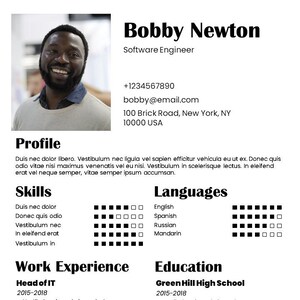 Basic Resume Template |  Professional Resume Template | Resume Template with Photo | Editable Resume | Resume Template Digital Download