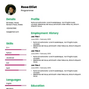 Basic Resume Template |  Professional Resume Template | Resume Template with Photo | Editable Resume | Resume Template Digital Download