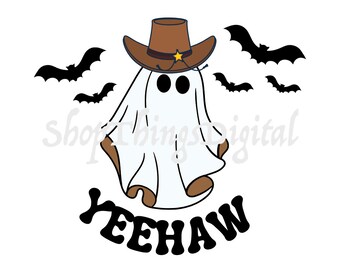 Yeehaw Ghost Halloween SVG PNG | Halloween SVG | Retro Halloween svg | Spooky svg | Ghost Cowgirl svg | Howdy svg | Files for Cricut