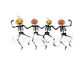 Scheletri di zucca Halloween SVG PNG / Halloween SVG / Retro Halloween SVG / Spettrale SVG / Scheletro SVG / Scheletro Segno SVG / File per Cricut