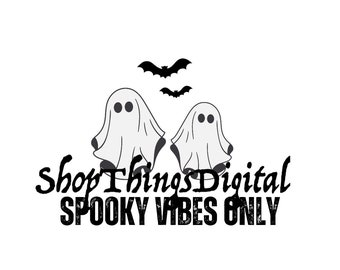 Spooky Vibes Only Halloween SVG PNG | Halloween SVG | Retro Halloween svg | Spooky svg | Ghost svg | Bat svg | Spooky Vibes Files for Cricut