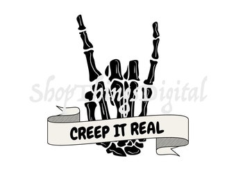 Creep It Real Halloween SVG PNG / Halloween SVG / Retro Halloween SVG / Spettrale SVG / Scheletro SVG / Scheletro Segno SVG / File per Cricut