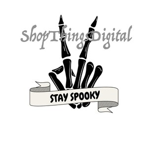 Rimani Spooky Halloween SVG PNG / Halloween SVG / Retro Halloween SVG / Spooky SVG / Scheletro SVG / Scheletro Segno di Pace SVG / File per Cricut